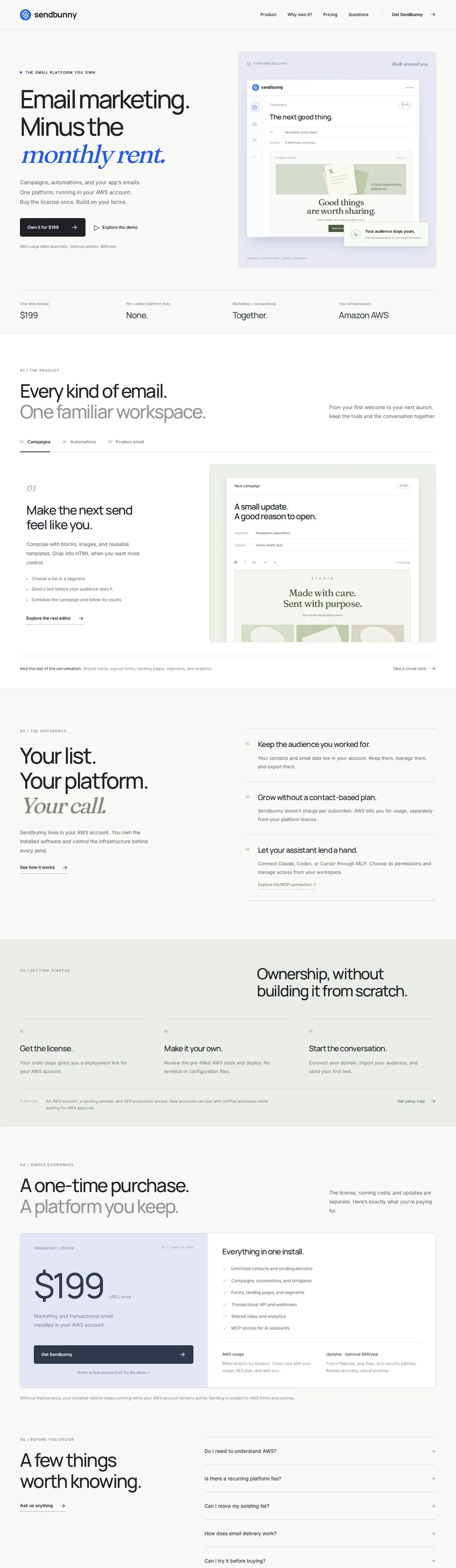 The Minus the monthly rent landing page