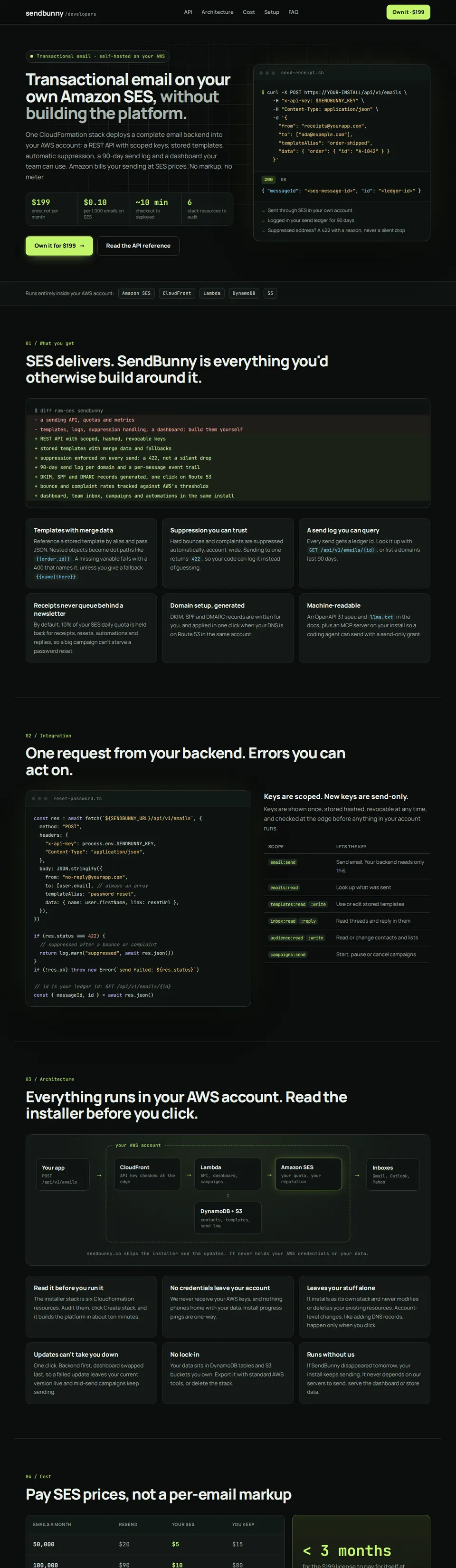 The Email API for developers landing page